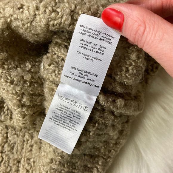 Cheap Monday Zyracuse Sweater Women Sz Small Tan Teddy Boho Chunky Knit Fall - Picture 7 of 9